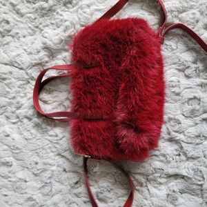 Red Faux Fur Crossbody Bag